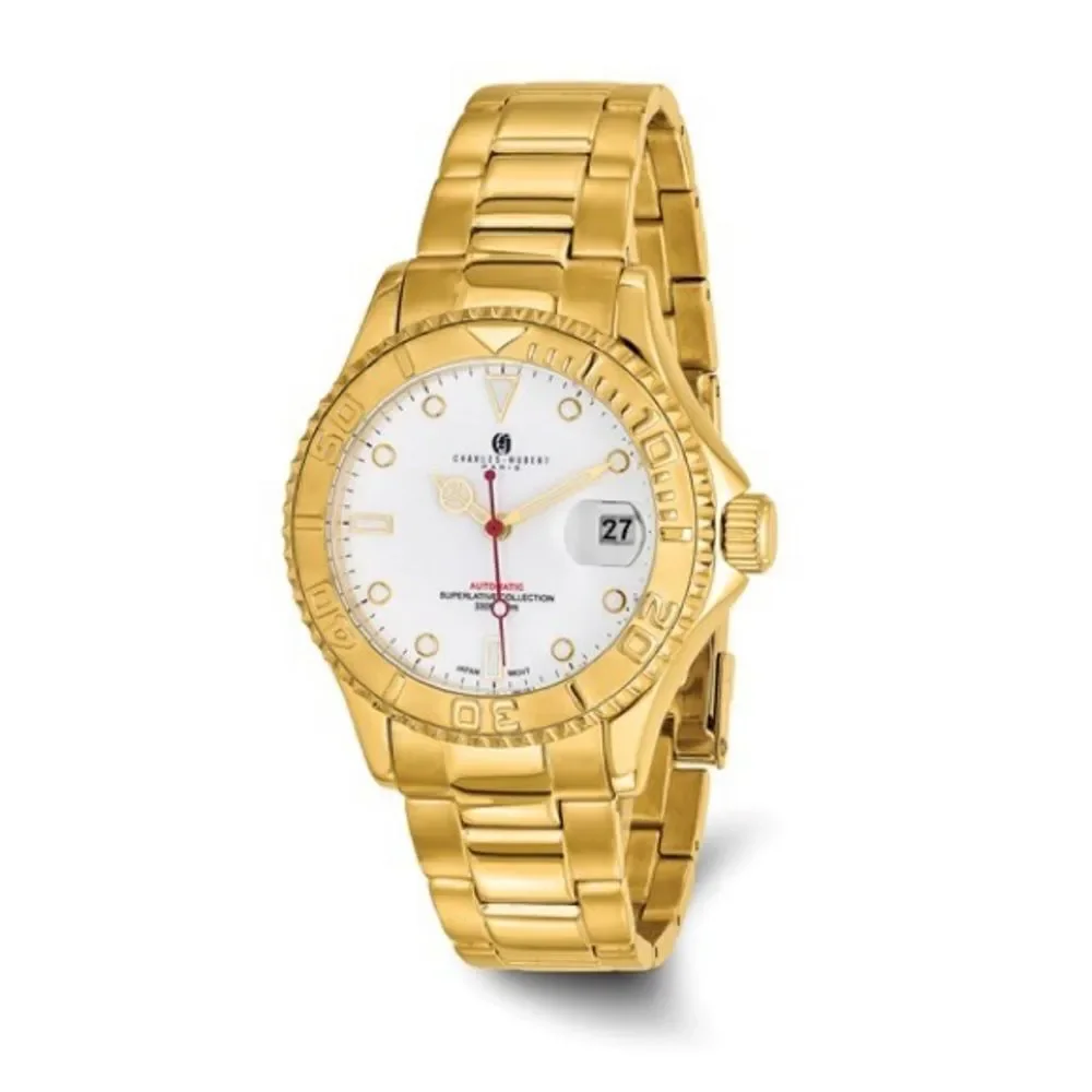Charles Hubert Stainless Steel White Dial Automatic Man Watch: Durable Timepiece